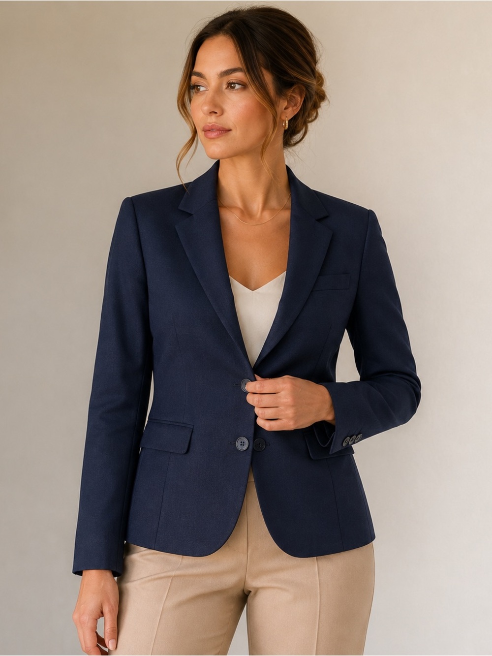 Nordstrom Women’s Navy 100% Pure Wool Tailored Blazer Jacket Classic Size 12